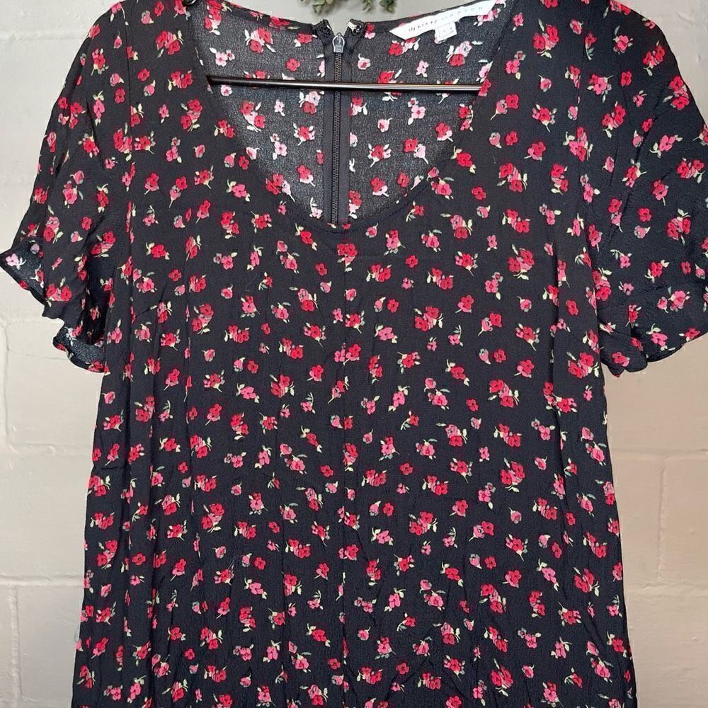 The Nines by HATCH Black Maternity Jumpsuit with Red Floral Print